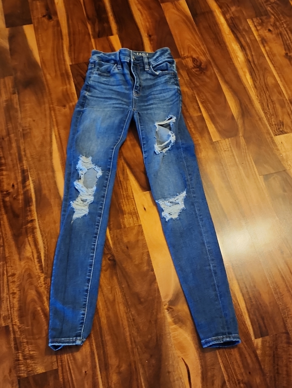 American Eagle Outfitters Dark Blue Distressed Skinny Jeans